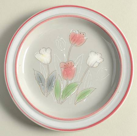 Pink Tulip Bread & Butter Plate