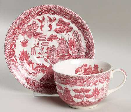 Pink Willow (Fine Quality) Flat Cup & Saucer Set