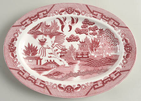 Pink Willow (Earthenware) 13" Oval Serving Platter