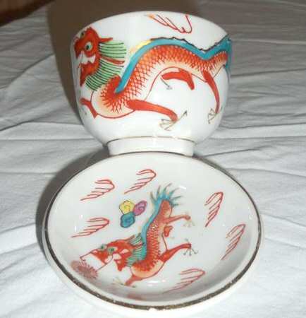 Red Dragon Footed Cup & Saucer Set