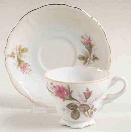 Rose Footed Demitasse Cup & Saucer Set