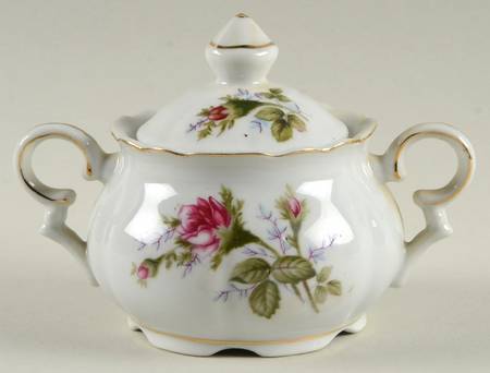 Rosemarie (Scalloped, Pink Flowers) Sugar Bowl & Lid