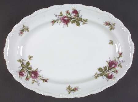 Rosemarie (Scalloped, Pink Flowers) 14" Oval Serving Platter