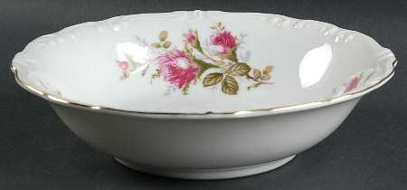 Rosemarie (Scalloped, Pink Flowers) 9" Round Vegetable Bowl