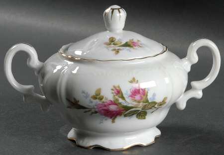 Rosemarie (Scalloped, Pink Flowers) Sugar Bowl & Lid