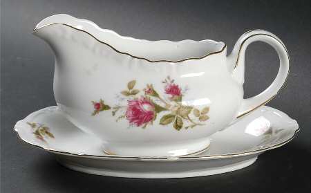 Rosemarie (Scalloped, Pink Flowers) Gravy Boat & Underplate/Relish