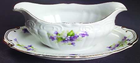 Violets Gravy Boat with Attached Underplate