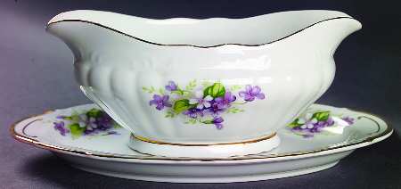 Violets Gravy Boat & Underplate/Relish