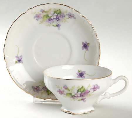 Violets Footed Cup & Saucer Set