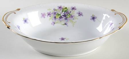 Violets 10" Oval Vegetable Bowl