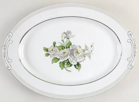 White Rose (Platinum) 14" Oval Serving Platter