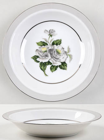 White Rose (Platinum) Rim Soup Bowl