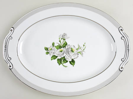 White Rose (Platinum) 16" Oval Serving Platter