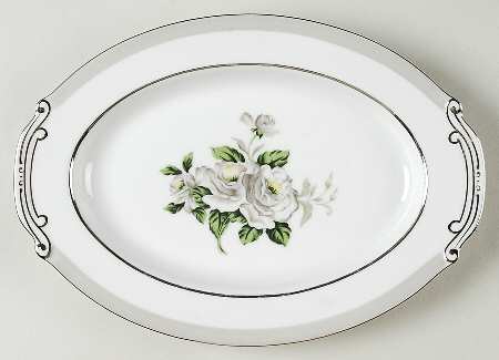 White Rose (Platinum) 12" Oval Serving Platter