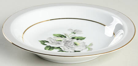 White Rose (Gold) Rim Soup Bowl