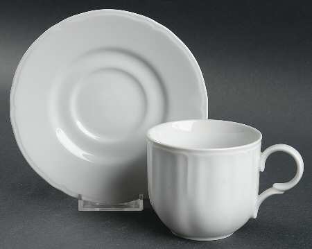 White On White Flat Cup & Saucer Set