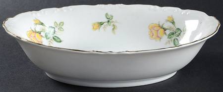 Yellow Rose 10" Oval Vegetable Bowl