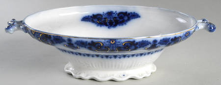 Albany Flow Blue (Gold Trim  and Accent) Oval Tureen No Lid