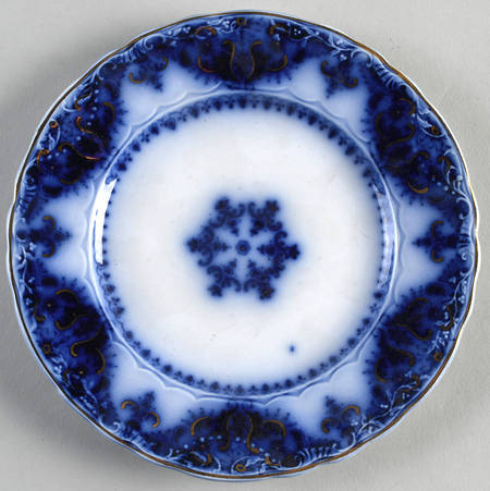 Albany Flow Blue (Gold Trim  and Accent) Dessert/Pie Plate