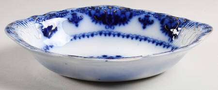 Albany Flow Blue (Gold Trim  and Accent) 9" Oval Vegetable Bowl