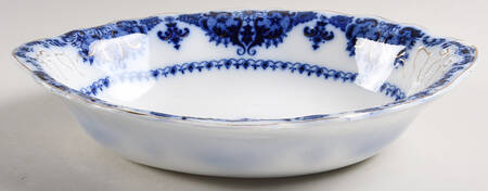 Albany Flow Blue (Gold Trim  and Accent) 10" Oval Vegetable Bowl