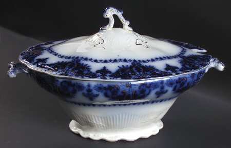 Albany Flow Blue (Gold Trim  and Accent) Oval Tureen & Lid