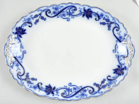 Andorra Flow Blue (Gold Accents) 16" Oval Serving Platter