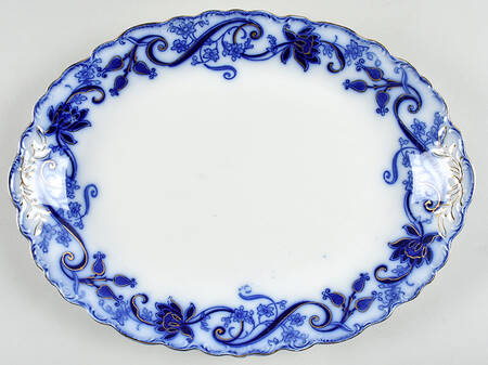 Andorra Flow Blue (Gold Accents) 14" Oval Serving Platter