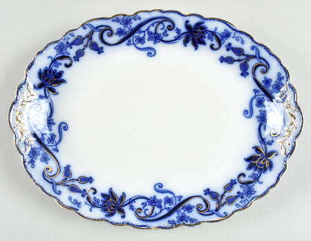 Andorra Flow Blue (Gold Accents) 12" Oval Serving Platter