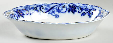 Andorra Flow Blue (Gold Accents) 9" Oval Vegetable Bowl