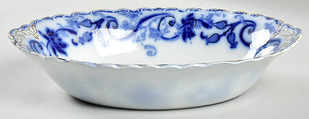 Andorra Flow Blue (Gold Accents) 10" Oval Vegetable Bowl