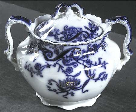 Andorra Flow Blue (Gold Accents) Sugar Bowl & Lid
