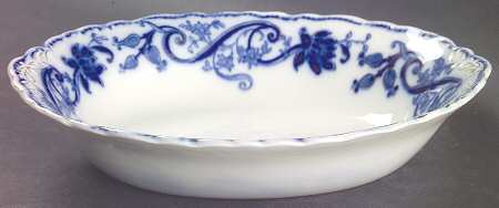 Andorra Flow Blue (Gold Accents) 8" Oval Vegetable Bowl
