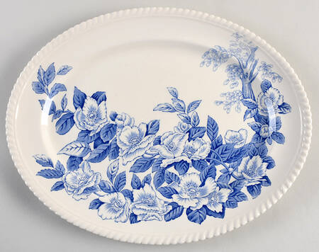Appleblossom Blue 13" Oval Serving Platter