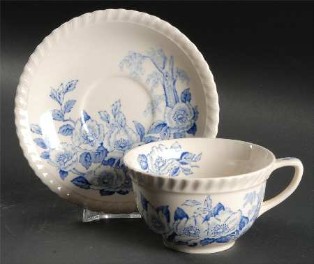 Appleblossom Blue Flat Cup & Saucer Set
