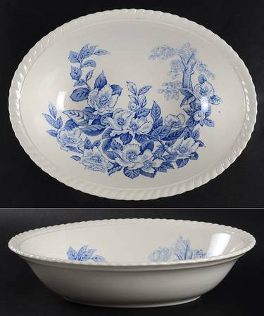Appleblossom Blue 8" Oval Vegetable Bowl