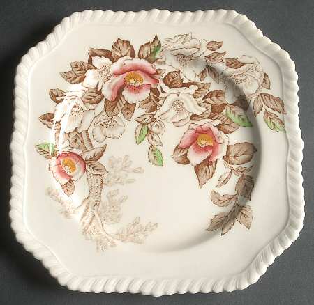 Appleblossom Brown Multicolor Square Salad Plate