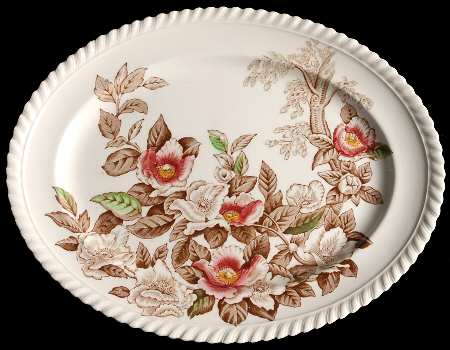 Appleblossom Brown Multicolor 10" Oval Serving Platter