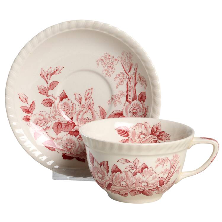 Appleblossom Pink Flat Cup & Saucer Set