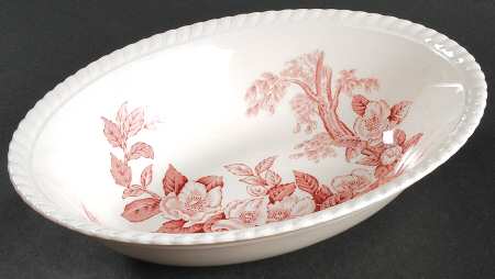Appleblossom Pink 9" Oval Vegetable Bowl