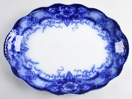 Argyle Blue (Flow Blue) 16" Oval Serving Platter