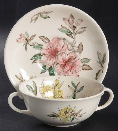 Azalea Flat Cream Soup Bowl & Saucer Set