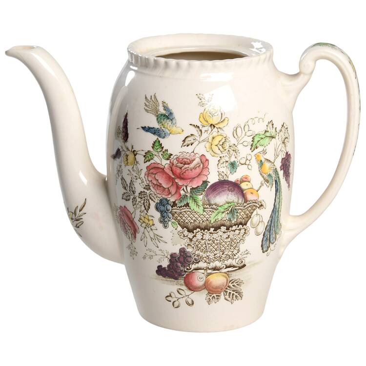 Bird of Paradise Brown Multicolor Coffee Pot No Lid