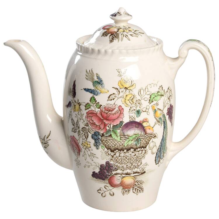 Bird of Paradise Brown Multicolor Coffee Pot & Lid