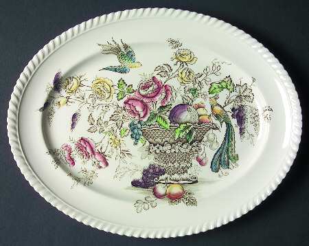 Bird of Paradise Brown Multicolor 12" Oval Serving Platter