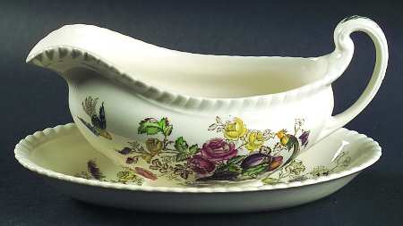 Bird of Paradise Brown Multicolor Gravy Boat & Underplate/Relish
