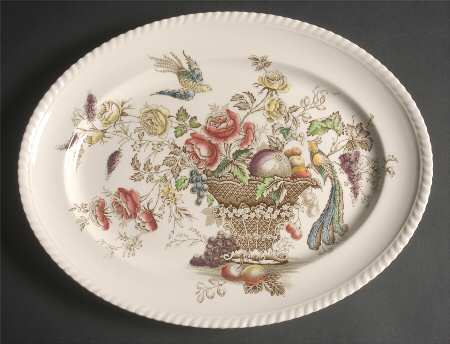 Bird of Paradise Brown Multicolor 14" Oval Serving Platter
