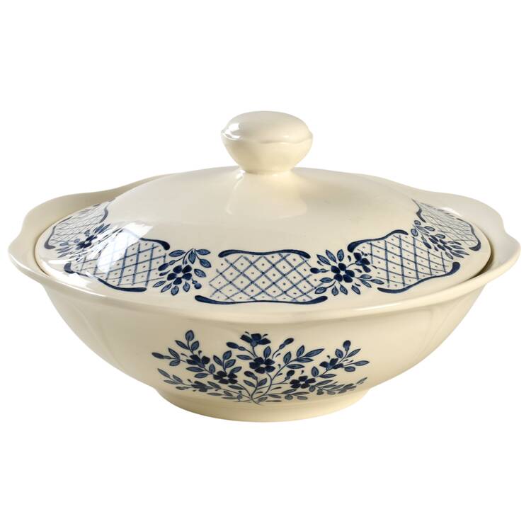 Blue Jardin Round Covered Vegetable