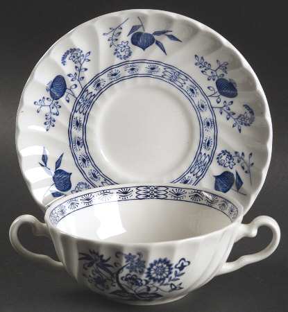 Blue Nordic Flat Cream Soup Bowl & Saucer Set