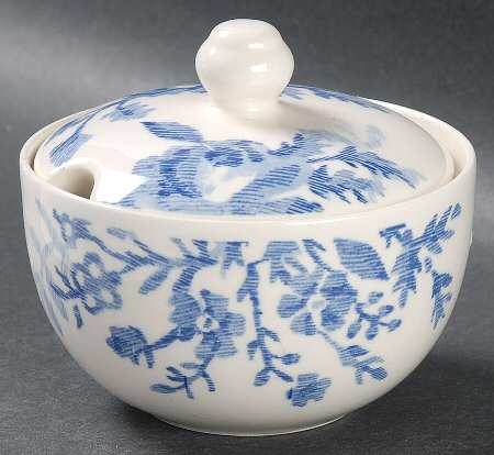 Blue Tapestry Sugar Bowl & Lid